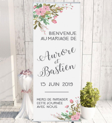 Roll-up / kakémono Bienvenue mariage personnalisé - Champêtre