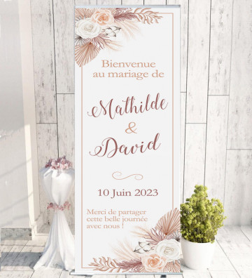 Roll-up / kakémono Bienvenue mariage personnalisé - Pampa Champêtre