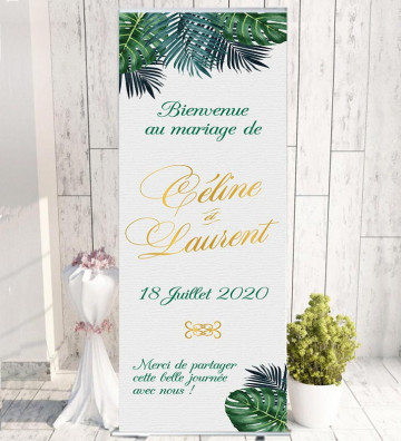 Roll-up / kakémono Bienvenue mariage personnalisé - Tropiques Chic