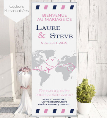 Roll-up / kakémono Bienvenue mariage personnalisé - Voyage