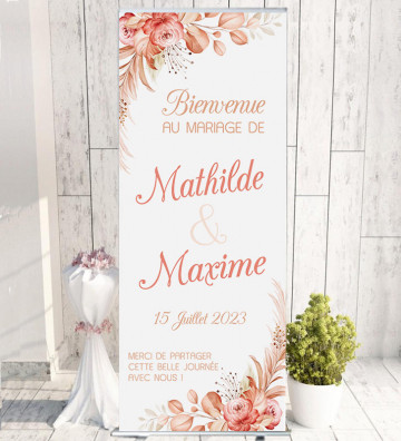 Roll-up / kakémono Bienvenue mariage personnalisé - Terracotta