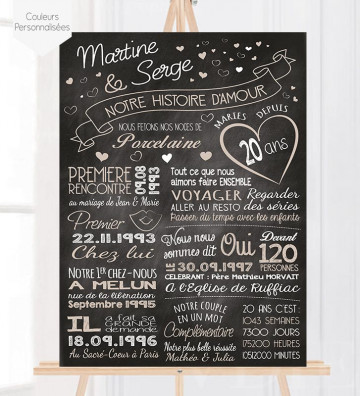 Tableau Anniversaire de Mariage personnalisé - Ardoise