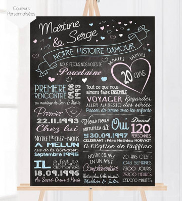 Tableau Anniversaire de Mariage personnalisé - Ardoise
