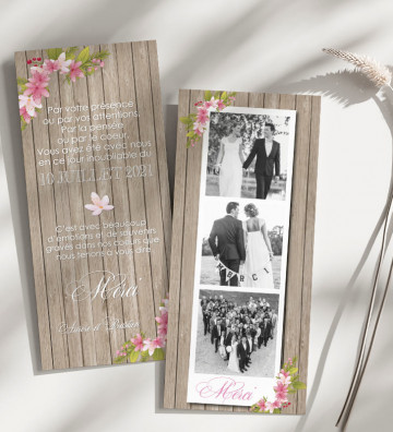Carte Remerciements Mariage - Champêtre bois