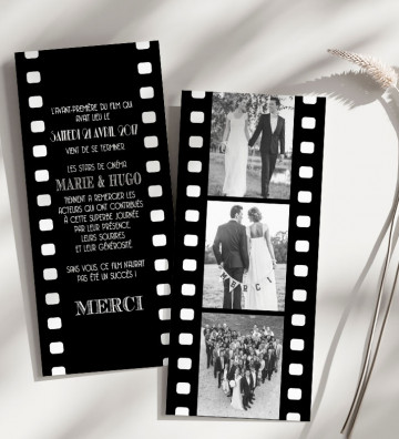 Carte Remerciements Mariage - Cinéma