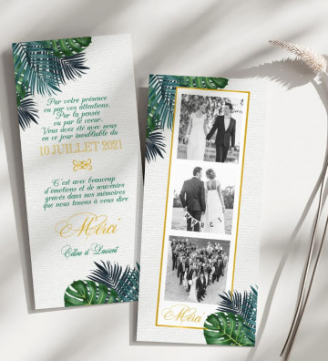 Carte Remerciements Mariage - Tropiques chic