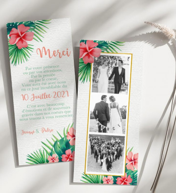 Carte Remerciements Mariage - Tropical Fleurs / exotiques