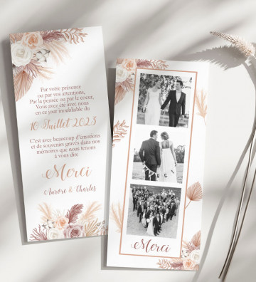 Carte Remerciements Mariage - Pampa Champêtre