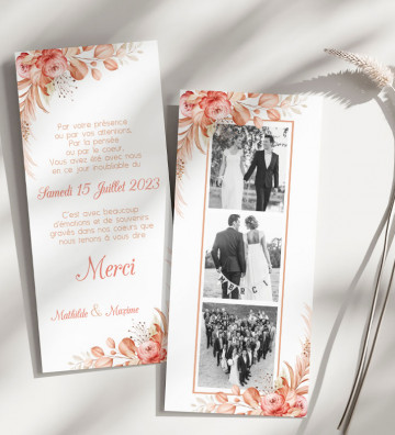 Carte Remerciements Mariage - Terracotta
