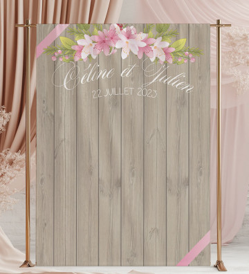 Décor Photobooth Photocall mariage personnalisé - Champêtre bois