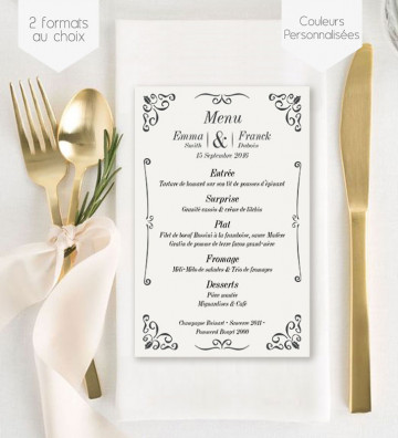 Menu de Mariage individuel - Black & White A6