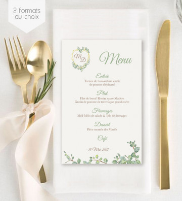 Menu de Mariage individuel - Végétal Nature (A6)