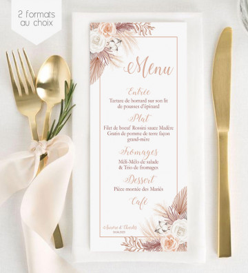 Menu de Mariage individuel - Pampa Champêtre (allongé)