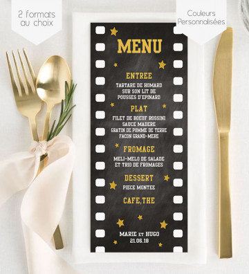 Menu de Mariage individuel - Cinema (allongé)