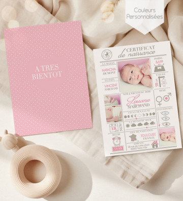 Faire part naissance fille - Certificat naissance