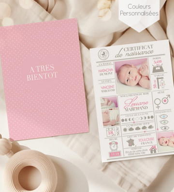 Faire part naissance fille - Certificat naissance