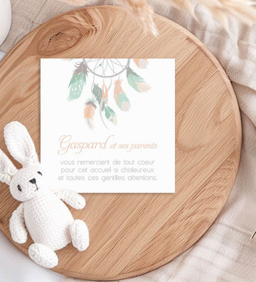 Carte remerciements de naissance garçon - Calendrier bohème
