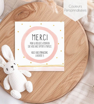 Carte remerciements de naissance fille - Aquarelle princesse