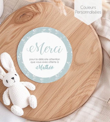 Carte Remerciements Naissance rond - Motif floral