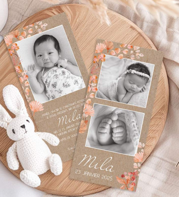 Faire part de naissance - Terracotta fleurs