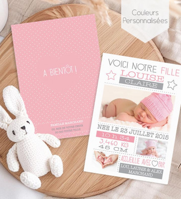 Faire part de naissance fille - Minimaliste