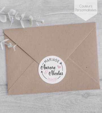 Autocollants stickers rond mariage personnalisés - "Save the date 1"
