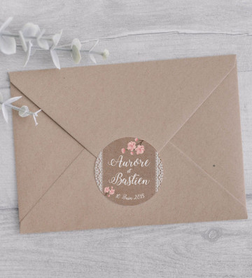 Autocollants stickers rond mariage personnalisés - "Bohème Romantique"