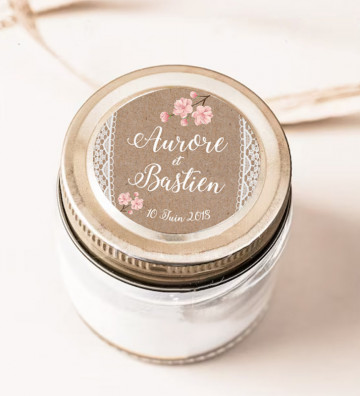Autocollants stickers rond mariage personnalisés - "Bohème Romantique"