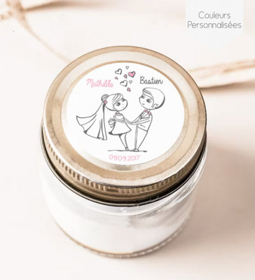 Autocollants stickers rond mariage personnalisés - "couple de mariés"