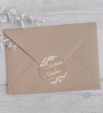 Autocollants stickers rond mariage personnalisés - "Bohème Rustique chic"