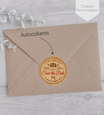 Autocollants coordonnés pour mettre sur les enveloppes - thème vin
