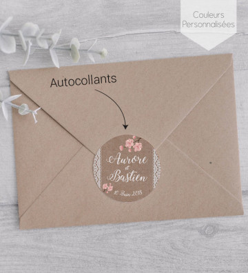 Autocollants coordonnés pour mettre sur les enveloppes - Bohème Romantique