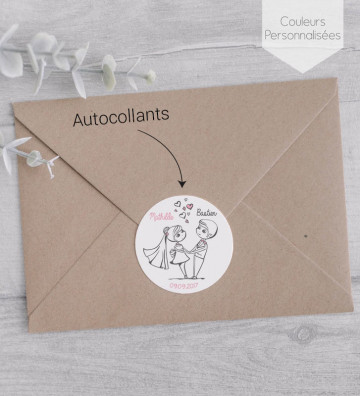 Autocollants coordonnés pour mettre sur les enveloppes - couples mariés