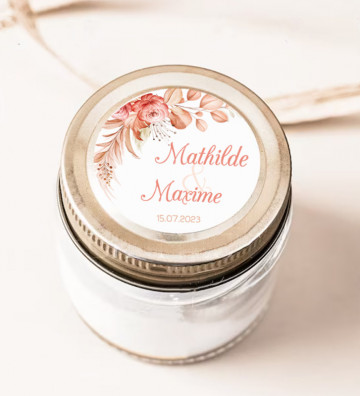 Autocollants stickers rond mariage personnalisés - Terracotta