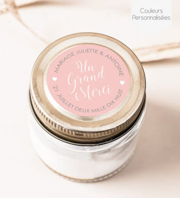 Autocollants stickers rond mariage personnalisés - "Merci"