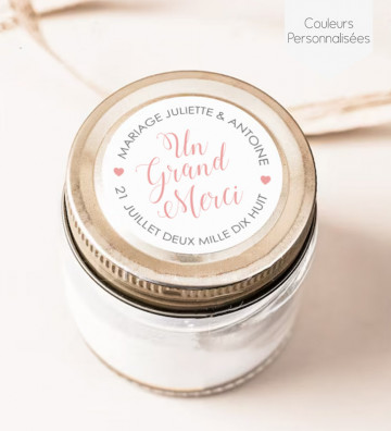 Autocollants stickers rond mariage personnalisés - "Merci"