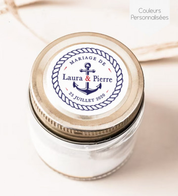 Autocollants stickers rond mariage personnalisés - Marin / Mer