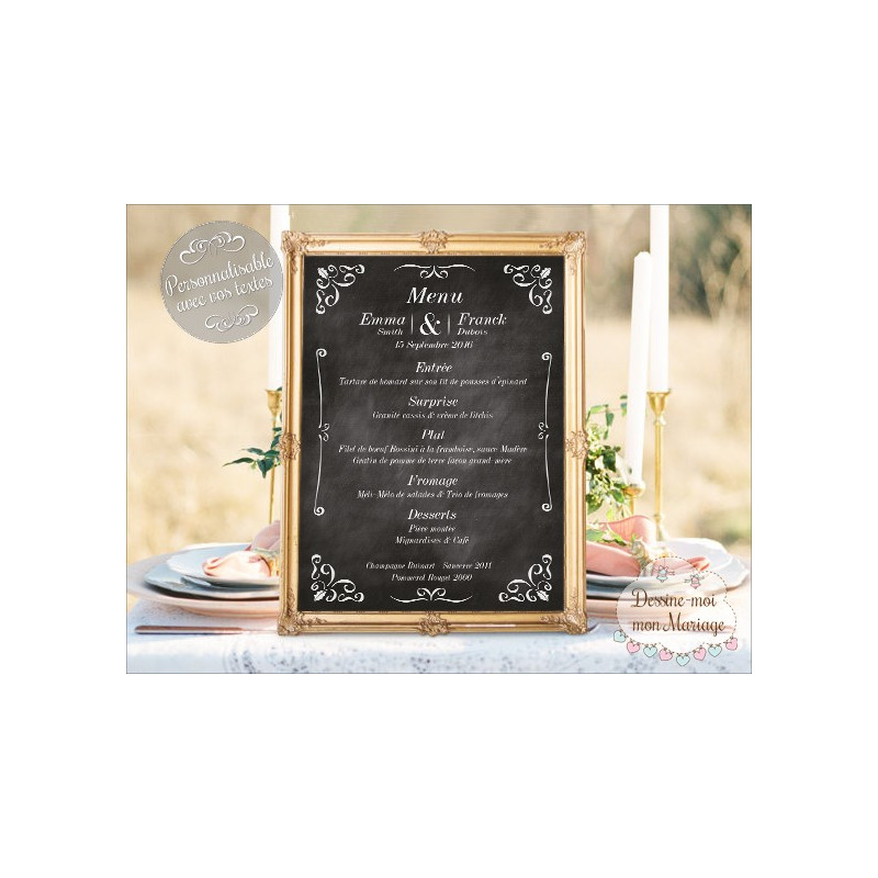 Plaque de menu de bar vierge, plaque de menu de mariage sur pied, menu de  table rond arqué acrylique noir -  France