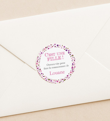 Autocollants stickers rond naissance personnalisés - Liberty fille