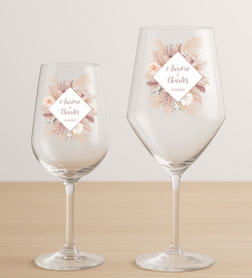 Verres à vin mariage personnalisés - Pampa champêtre