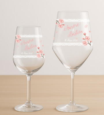 Verres à vin mariage personnalisés - Bohème Romantique