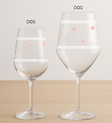 Verres à vin mariage personnalisés - Bohème Romantique (arrière)