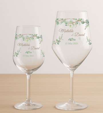 Verres à vin mariage personnalisés - Végétal / Nature