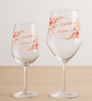 Verres à vin mariage personnalisés - Terracotta