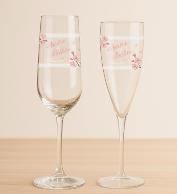 Flûtes champagne mariage personnalisées - Bohème Romantique