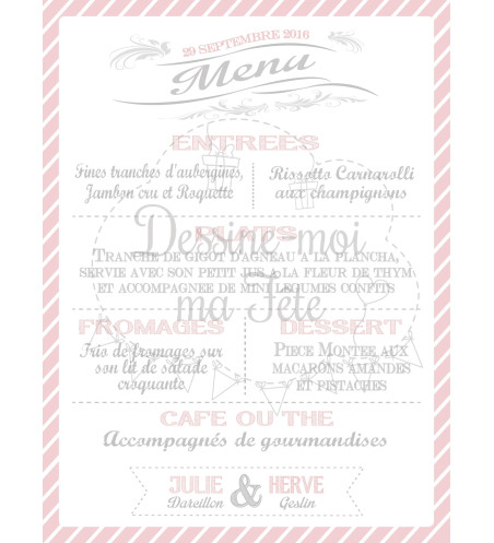 Tableau Menu Mariage "Rétro" personnalisé