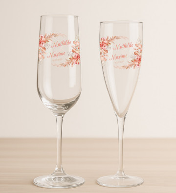 Flûtes champagne mariage personnalisées - Terracotta