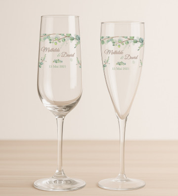 Flûtes champagne mariage personnalisées - Végétal Nature