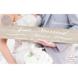 Pancarte Mariage "Just Married" BOIS NATUREL personnalisé