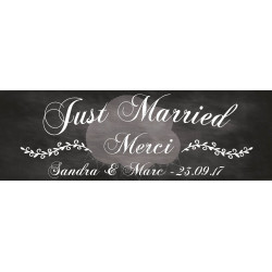 Pancarte Mariage "Just Married" ARDOISE personnalisé